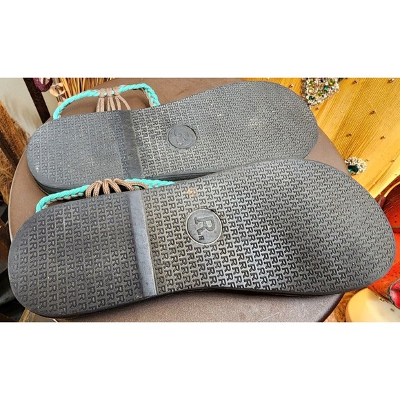 Plaka Palm Leaf Flat Sandals Size 8 Super Cute Hippie Boho - Picture 3 of 4